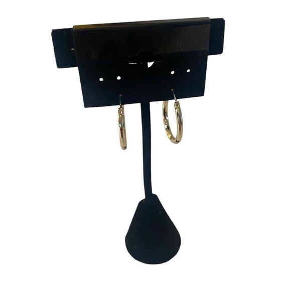 Bright Gold Tone Faceted Hoops. Perfect Size for Everday Use. - Picture 2 of 6